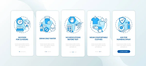 Consejos Análisis Sangre Onboarding Pantalla Página Aplicación Móvil Con Conceptos — Vector de stock