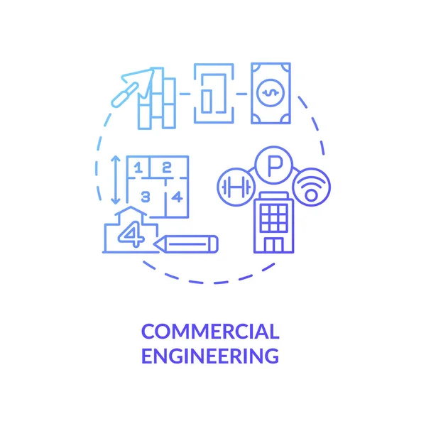 Icono Concepto Gradiente Azul Ingeniería Comercial Edificio Residencial Gestión Desarrollo — Vector de stock