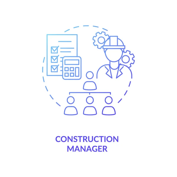 Gerente Construção Ícone Conceito Gradiente Azul Trabalho Supervisor Gestão Projetos —  Vetores de Stock