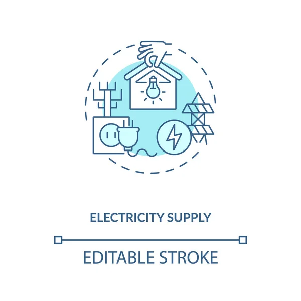 電気供給ターコイズコンセプトアイコン 電源接続 工業技術 土木のアイデア細い線図 ベクトル絶縁アウトラインRgbカラー図面 編集可能なストローク — ストックベクタ