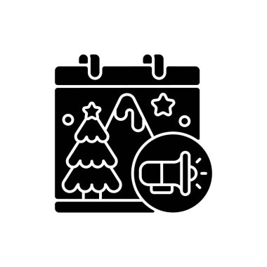 Mevsimlik pazarlama simgesi. Tüm yılın belli noktalarında pazarlama ürünleri ya da hizmetler. Tatil promosyonları. Beyaz uzayda siluet sembolü. Vektör izole illüstrasyonu