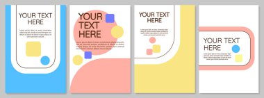 Çok amaçlı broşür kapağı şablonu ayarlandı. Şirket broşürü, broşür, broşür baskısı, metin alanı olan kapak tasarımı. Dergiler için vektör planları, yıllık raporlar, reklam posterleri