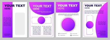 Mor gradyan iş broşürü. Yuvarlak bölümler. Broşür, broşür, broşür baskısı, metin alanlı kapak tasarımı. Dergiler için vektör planları, yıllık raporlar, reklam posterleri