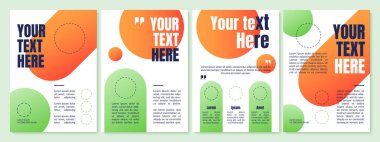 Turuncu, yeşil eğimli broşür. Kopyalama alanı olan bölümler. Broşür, broşür, broşür baskısı, metin alanlı kapak tasarımı. Dergiler için vektör planları, yıllık raporlar, reklam posterleri