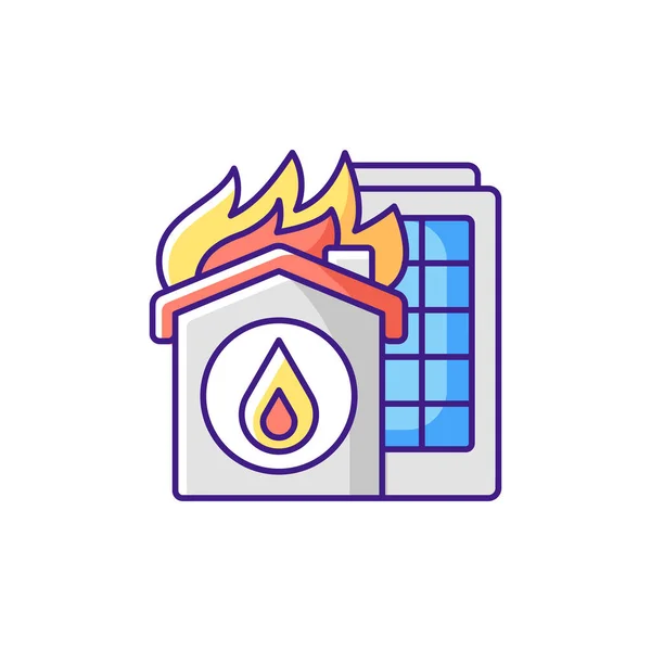 Inicio Fuego Icono Color Rgb Equipo Calefacción Materiales Inflamables Cocinar — Archivo Imágenes Vectoriales