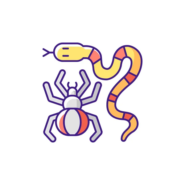 Animales Peligrosos Icono Color Rgb Mascotas Exóticas Serpientes Venenosas Arañas — Archivo Imágenes Vectoriales