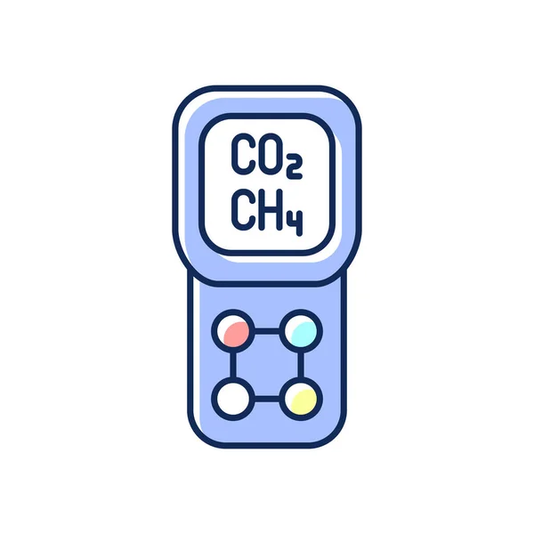 Gasdetector Rgb Kleurenpictogram Detectie Van Gaslekken Andere Emissies Concentratie Atmosfeer — Stockvector