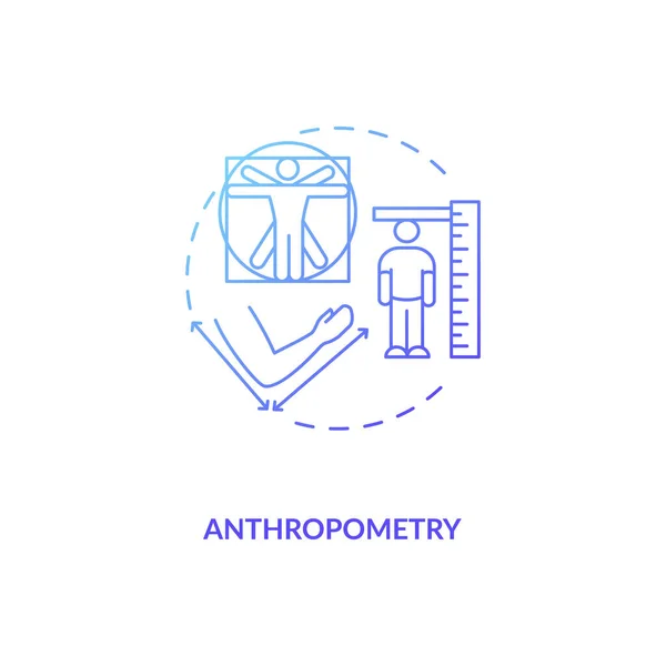 Ikona Koncepcji Antropometrii Ludzki Czynnik Ergonomii Idei Cienkiej Linii Ilustracji — Wektor stockowy