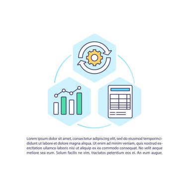 Metinli finansal rapor kavramı simgesi. Muhasebe servisi. İş gelirleri PPT sayfa şablonunu arttır. Broşür, dergi, kitapçık tasarım ögesi doğrusal çizimler