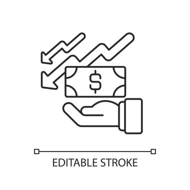 Değer kaybı doğrusal simgesi. Mal varlıklarının kullanışlı yaşamına göre tahsis edilmesinin hesaplama yöntemi. İnce çizgi özelleştirilebilir illüstrasyon. Contour sembolü. Vektör izole çizim. Düzenlenebilir vuruş