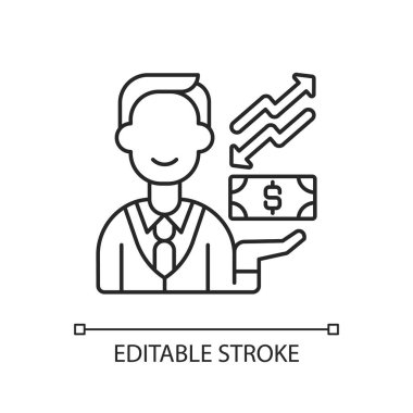 Eşitlik doğrusal simgesi. Borçları ya da bunlara bağlı başka yükümlülükleri olan mal varlıklarının mülkiyeti. İnce çizgi özelleştirilebilir illüstrasyon. Contour sembolü. Vektör izole çizim. Düzenlenebilir vuruş