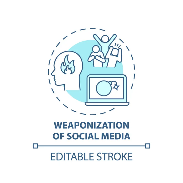 Közösségi Média Fegyverzet Koncepció Ikon Újságírás Kihívás Ötlet Vékony Vonal — Stock Vector