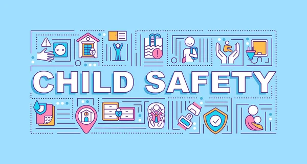 Gyermekbiztonsági Szó Fogalmak Banner Védd Meg Gyerekeket Veszélytől Balesetmegelőzés Infografikák — Stock Vector