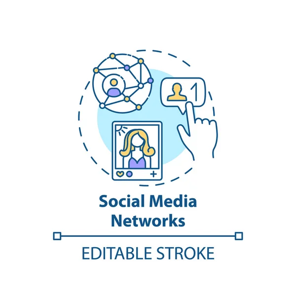 Icono Concepto Redes Sociales Nueva Idea Ejemplo Medios Ilustración Línea — Vector de stock