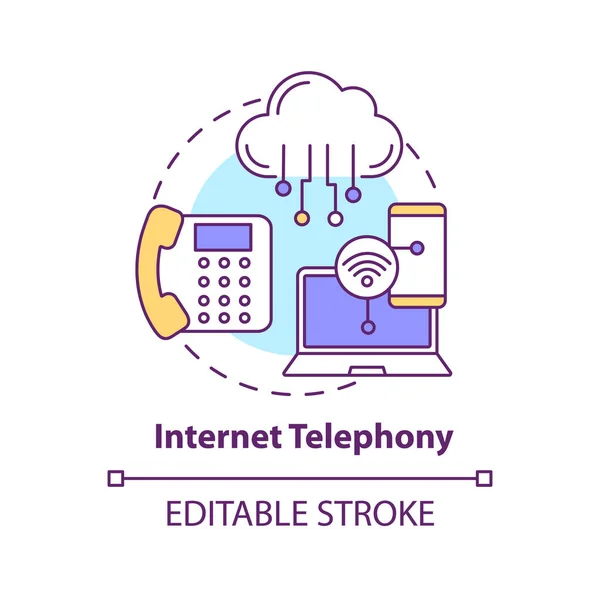 Internet Telephony Concept Icon New Media Example Idea Thin Line — Stock Vector