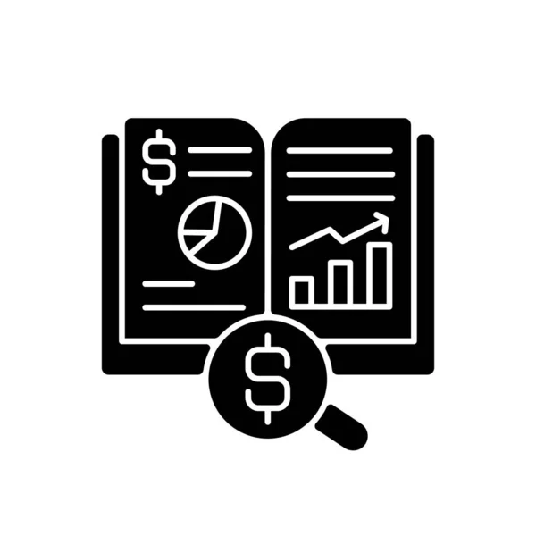 Ledger Black Glyph Icon Principal Book Computer File Recording Totaling — Stock Vector