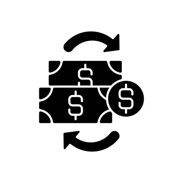 Financial Transactions Black Glyph Icon Agreement Buyer Seller Exchange Asset — Stock Vector