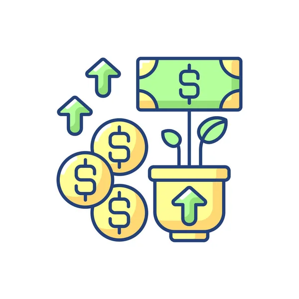 Receita Ícone Cor Rgb Rendimento Aumento Dos Activos Líquidos Que — Vetor de Stock