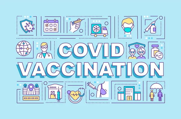 Covid Έννοια Λέξη Εμβολιασμού Banner Παροχή Επίκτητης Ανοσίας Κατά Ασθενειών — Διανυσματικό Αρχείο