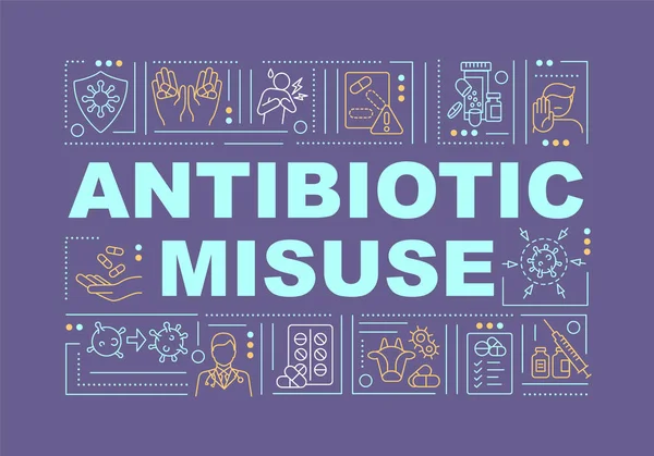 Antibiótico Uso Indevido Palavra Conceitos Banner Tratamento Inadequado Sobredosagem Antibiótica — Vetor de Stock