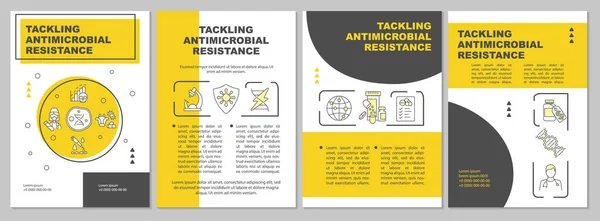 抗菌素耐药性手册模板 预防抗药性病毒 小册子 封面设计与线形图标 广告海报的病媒排版 — 图库矢量图片