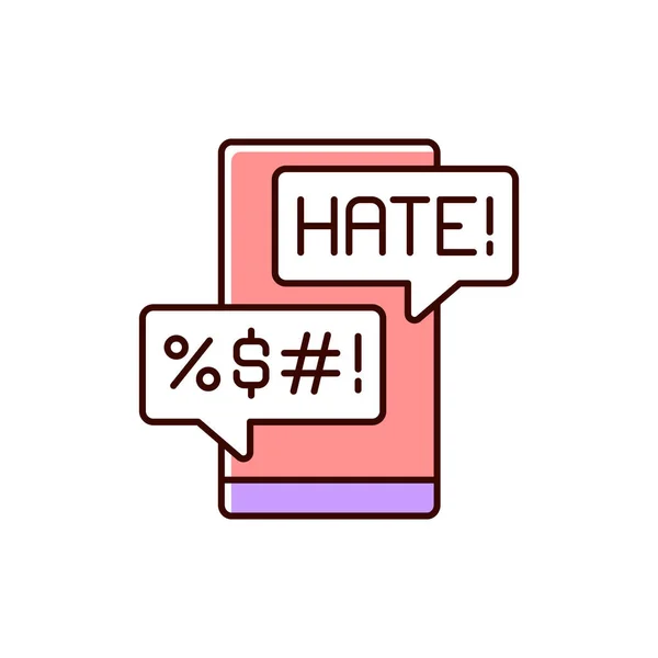 Messenger Cyberbullying Icono Color Rgb Odio Los Comentarios Correo Electrónico — Vector de stock