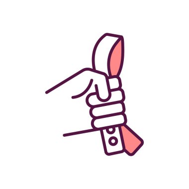 Fiziksel ceza RGB renk simgesi. Velisi çocuğa vurmuş. Çocuk güvenliği. Saldırgan davranışlar. Evde aile içi şiddet ve istismar. Çocukluk kötü muamelesi, kötü muamele gibi. İzole vektör illüstrasyonu