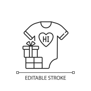 Bebek duşu lineer simgesi. Annelik kutlaması. Annemi beklediğim için bir tören. İnce çizgi özelleştirilebilir illüstrasyon. Contour sembolü. Vektör izole çizim. Düzenlenebilir vuruş