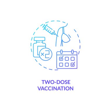 İki doz aşı konsepti. Kapsamlı aşı. Haplı hastaları tedavi etmenin daha iyi sonuçları var. Tıbbi fikir ince çizgi çizimi. Vektör izole edilmiş RGB renk çizimi