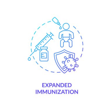 Genişletilmiş bağışıklık konsepti ikonu. En iyi uluslararası sağlık programları. Herkes için özel sağlık programları. Klinik fikir ince çizgi çizimi. Vektör izole edilmiş RGB renk çizimi