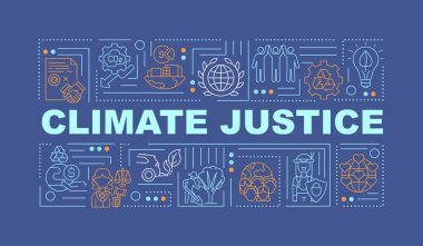 Çevresel sorumluluk afişi kavramsallaştırır. Mavi arkaplanda doğrusal simgeleri olan bilgi grafikleri. İklim koruması izole tipografi. İklim değişikliği. Vektör çizgisi RGB renk çizimi