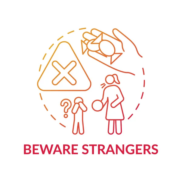 Cuidado Com Estranhos Ícone Conceito Gradiente Vermelho Perigosa Pessoa Desconhecida —  Vetores de Stock