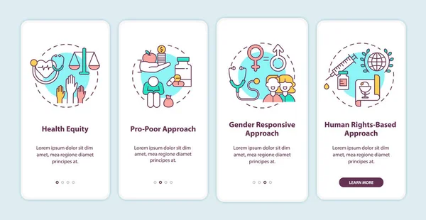 Sağlık Programları Prensipleri Mobil Uygulama Sayfası Ekranında Kavramlarla Birlikte Sağlık — Stok Vektör