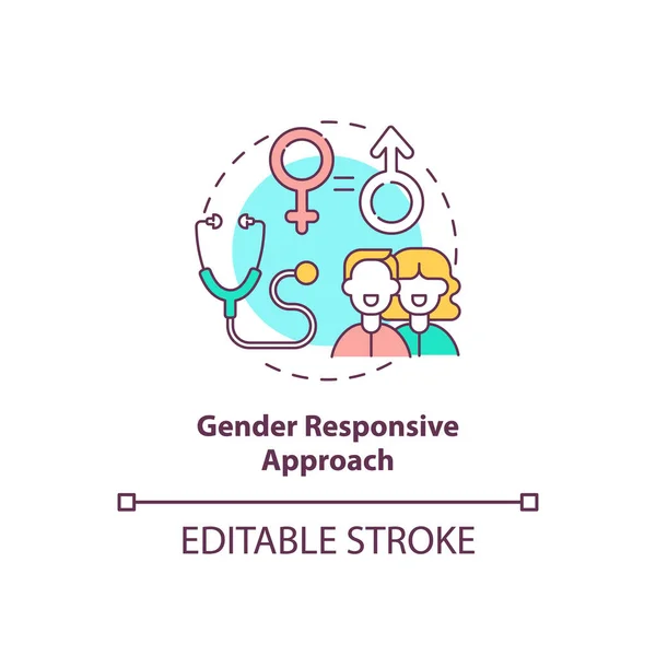 Icono Concepto Enfoque Sensible Género Principios Programas Salud Factores Trabajo — Vector de stock