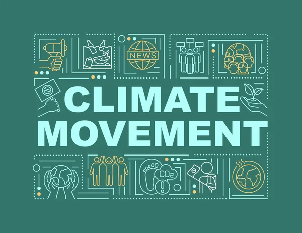 Знамя Понятия Климатической Справедливости Инфографика Линейными Значками Зеленом Фоне Глобальное — стоковый вектор
