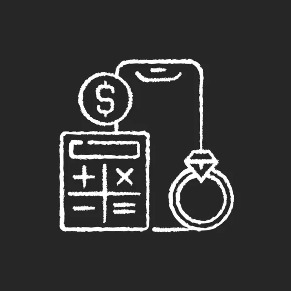 Cálculo Del Precio Tiza Icono Blanco Sobre Fondo Negro Precios — Vector de stock