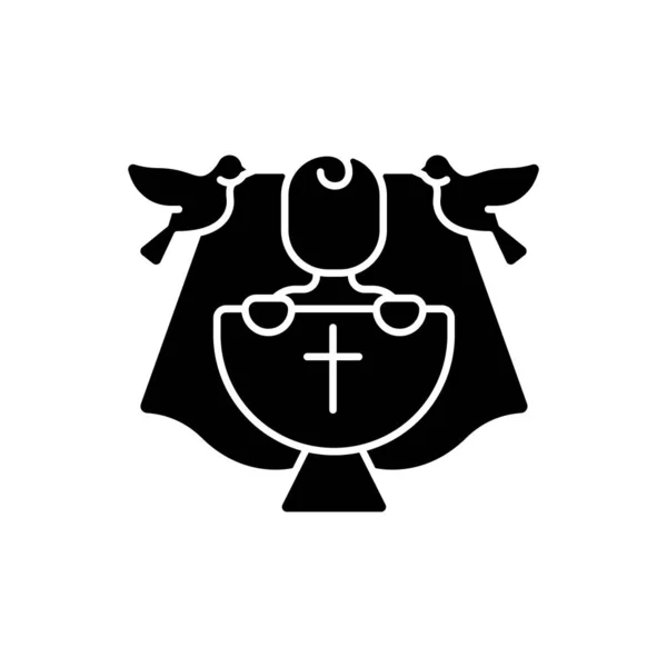 Крещение Иконы Черного Глифа Детское Крещение Детский Христианский Религиозный Ритуал — стоковый вектор