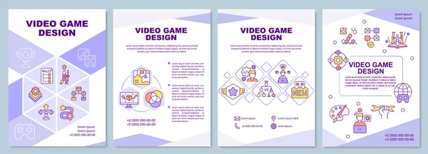 Modelo Brochura Design Jogos Vídeo Desenvolvendo Jogabilidade Enredo Folheto Brochura — Vetor de Stock