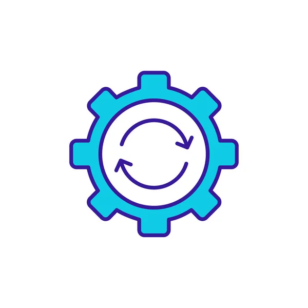 Rotación Cogwheel Icono Color Rgb Operación Mecanismo Trabajos Ingeniería Desarrollo — Vector de stock