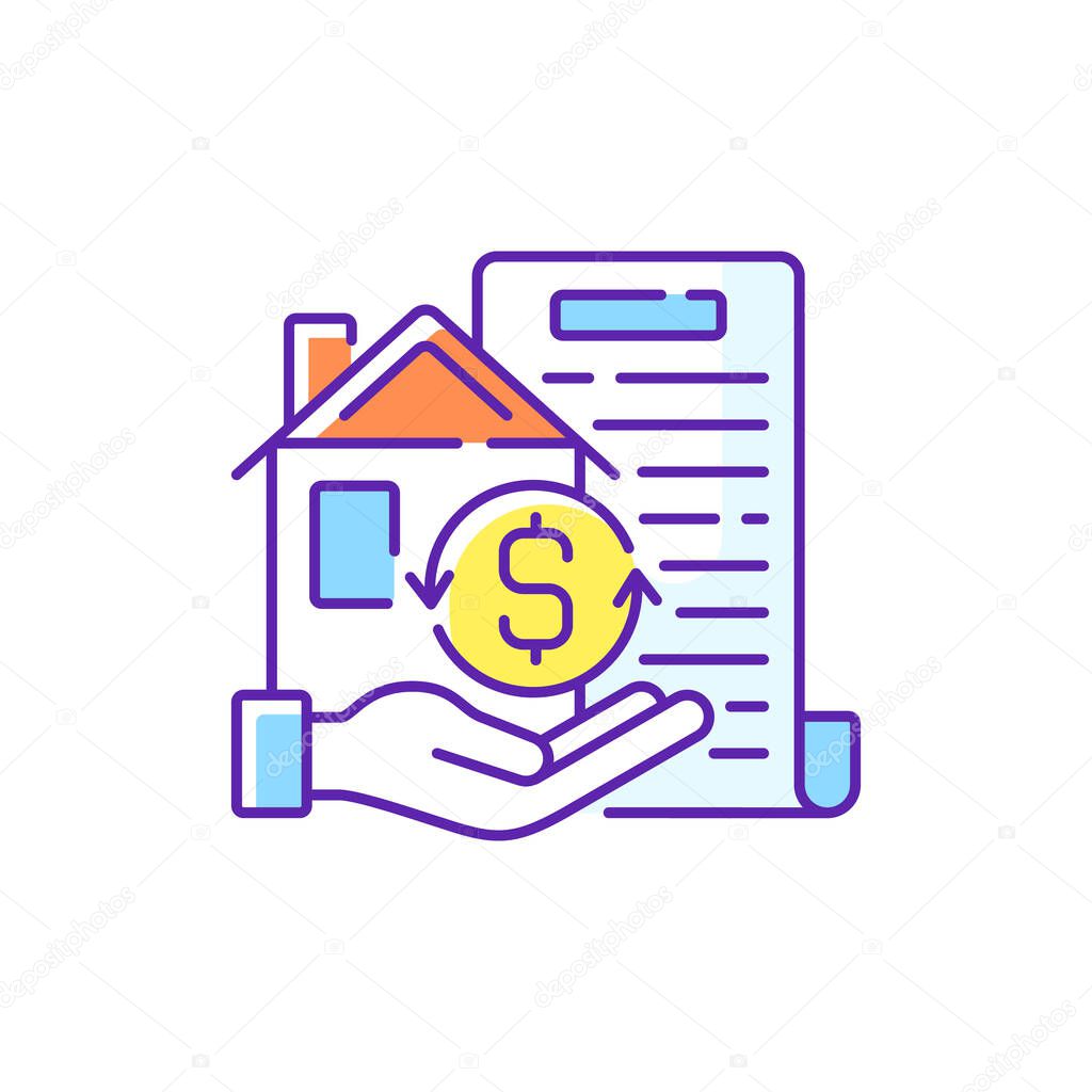 Collateral RGB color icon. Security for loan repayment. Real estate and assets form. Valuable property. Protection for lender interests. Tangible, intangible asset. Isolated vector illustration