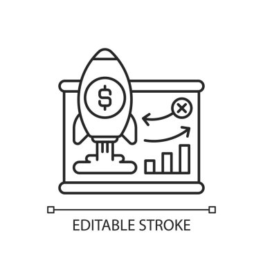 İş modeli doğrusal simgesi. Şirketin kâr etme planı. Gelir kaynaklarının tanımlanması. İnce çizgi özelleştirilebilir illüstrasyon. Contour sembolü. Vektör izole çizim. Düzenlenebilir vuruş