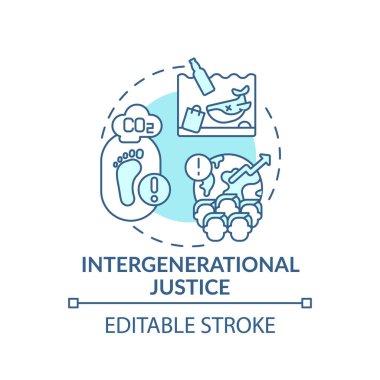 Intergenerational justice concept icon. Climate justice idea thin line illustration. Fossil-Free World. Vector isolated outline RGB color drawing. Global warming. Editable stroke clipart