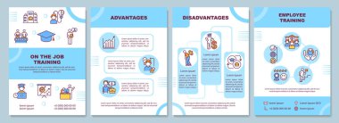 İş eğitim broşüründe. Öğrenmenin avantajları. Broşür, broşür, broşür baskısı, doğrusal simgelerle kaplama tasarımı. Dergiler için vektör planları, yıllık raporlar, reklam posterleri