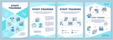 Personel eğitim broşürü. Profiyonaliteyi arttırıyorum. Broşür, broşür, broşür baskısı, doğrusal simgelerle kaplama tasarımı. Dergiler için vektör planları, yıllık raporlar, reklam posterleri