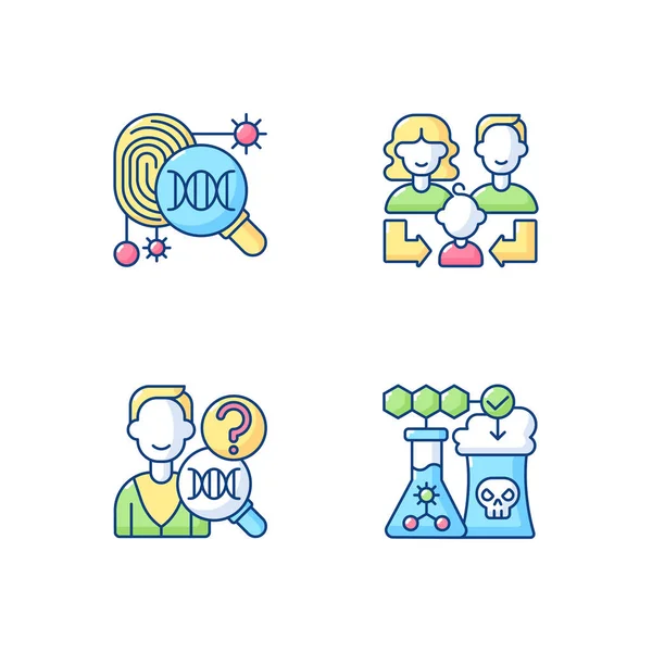 Human Reproduction Rgb Color Icons Set Dna Fingerprinting Heredity Family — Stock Vector