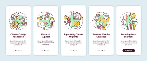 Internationell Rättvisa Onboarding Mobilapp Sida Skärm Med Begrepp Miljöproblem Igenom — Stock vektor