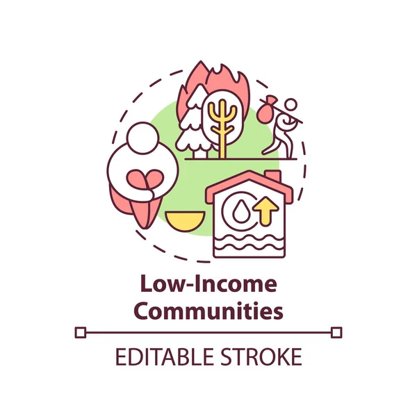 Low Income Communities Concept Icon Climate Justice Idea Thin Line — Stock Vector