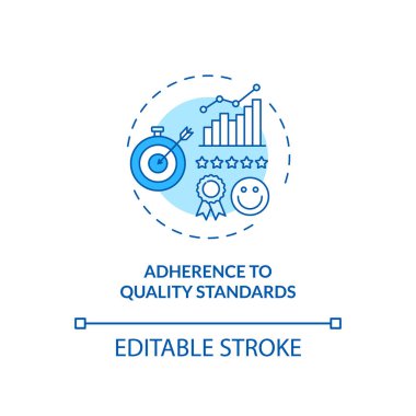 Kalite standartları konsept simgesine bağlılık. Personel eğitimi fikri ince çizgi çizimi. Üretkenlik seviyesi. Gelişme gösteriyorum. Vektör izole edilmiş RGB renk çizimi. Düzenlenebilir vuruş
