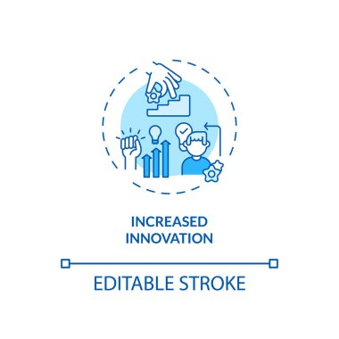 Artan yenilik kavramı ikonu. Personel eğitimi fikri ince çizgi çizimi. Farklı bakış açıları olan insanlar. Fırsatlar yaratıyor. Vektör izole edilmiş RGB renk çizimi. Düzenlenebilir vuruş