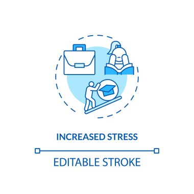 Stres konsepti ikonunda artış. Personel eğitimi dezavantaj fikri ince çizgi çizimi. Yüksek depresyon seviyeleri. Yokluk oranları artıyor. Vektör izole edilmiş RGB renk çizimi. Düzenlenebilir vuruş